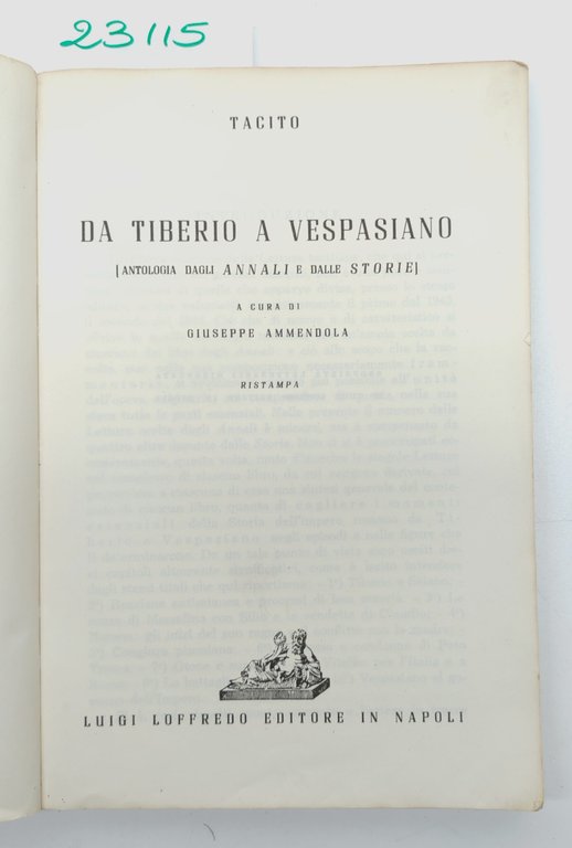 Tacito Da Tiberio a Vespasiano Loffredo ristampa 1969 | Immagine Gallery 4