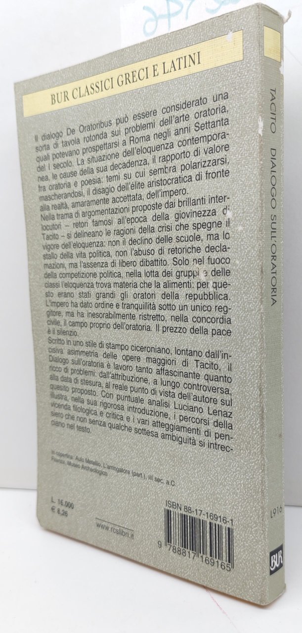 Tacito Dialogo sull'oratoria BUR Rizzoli 3° edizione 2000 | Immagine principale