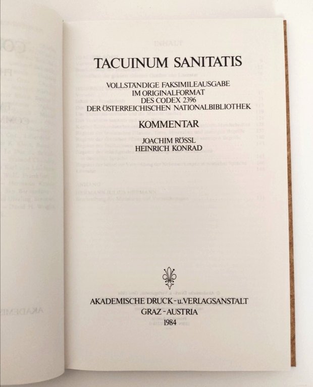 Tacuinum Sanitatis Codex Vindobonensis 2396 Facsimile Verlag 1984.