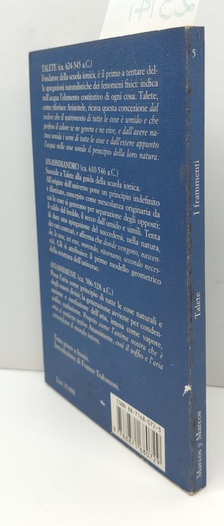 Talete Anassimandro Anassimene i frammenti Marcos y Marcos 1° edizione … | Immagine Gallery 2