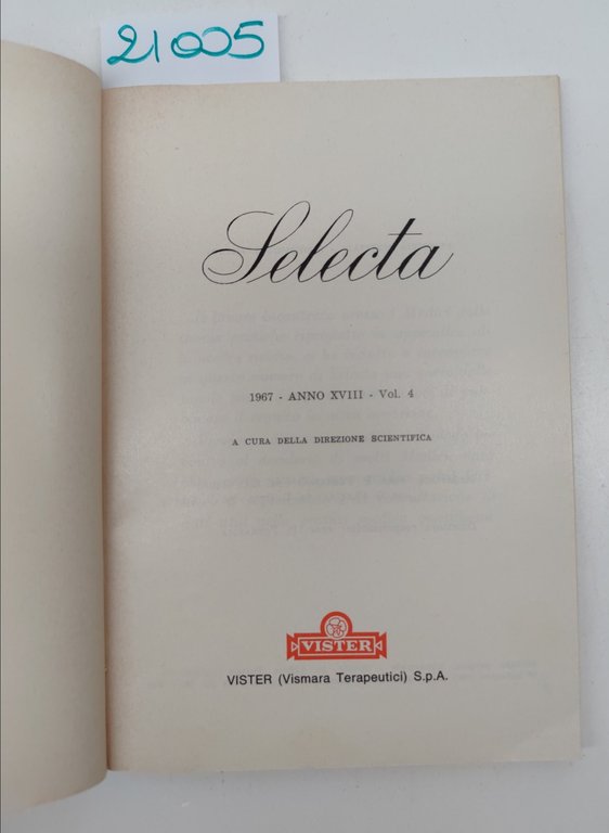Tavole pratiche Selecta 1967 volume 4 Vister
