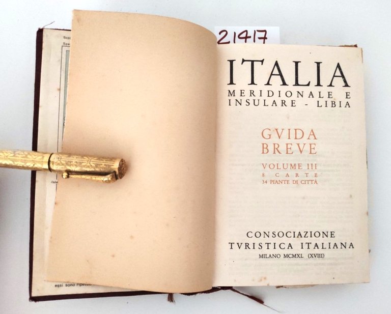 TCI Italia meridionale insulare Libia guida breve 3° volume 1940