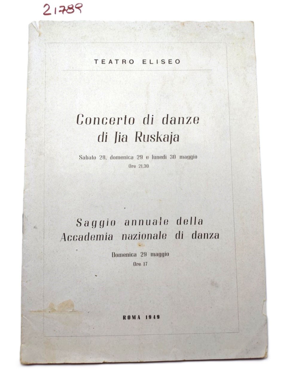 Teatro Eliseo Saggio annuale dell'Accademia nazionale di danza 29 maggio …