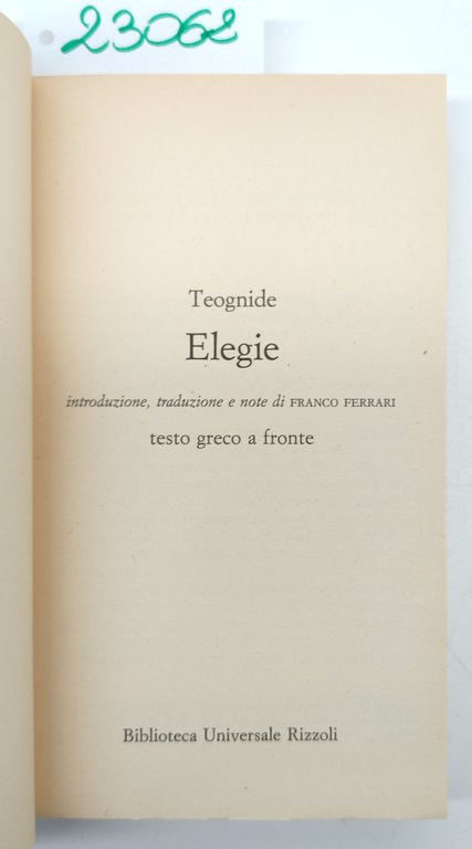 Teognide Elegie BUR Rizzoli 1° edizione 1989 | Immagine Gallery 4