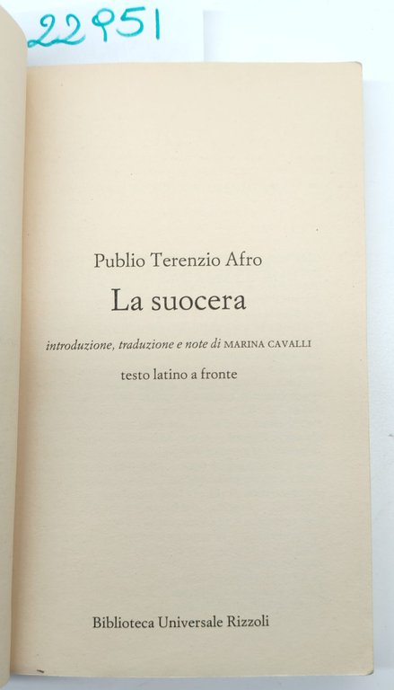 Terenzio La suocera BUR Rizzoli 9° edizione 1998 | Immagine Gallery 2