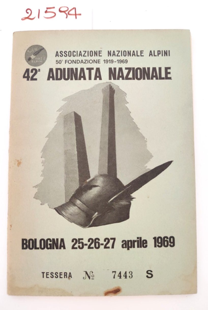 Tessera associazione nazionale alpini 42° adunata Bologna 1969