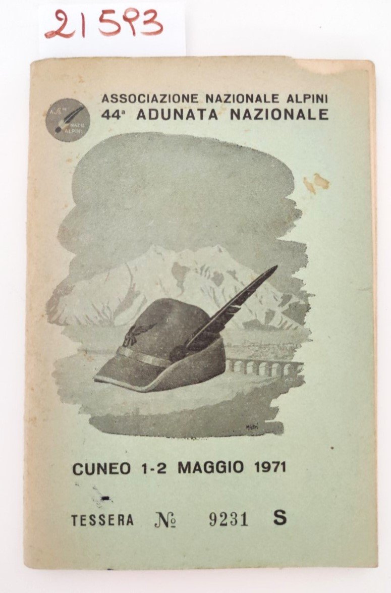 Tessera associazione nazionale alpini 44° adunata nazionale Cuneo 1971
