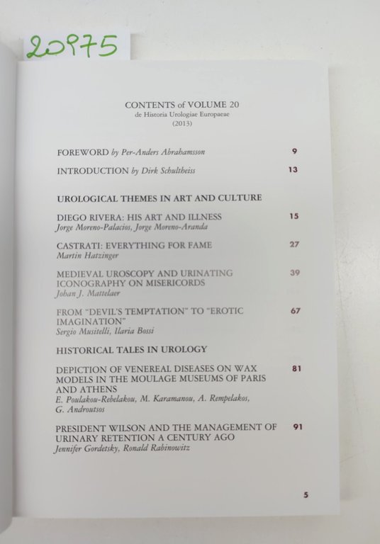 The historia urologiae europaeae volume 20 2013
