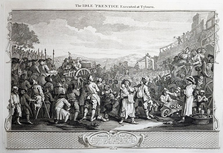 Stampa antica Antique print Original Autore William Hogarth The Idle' …