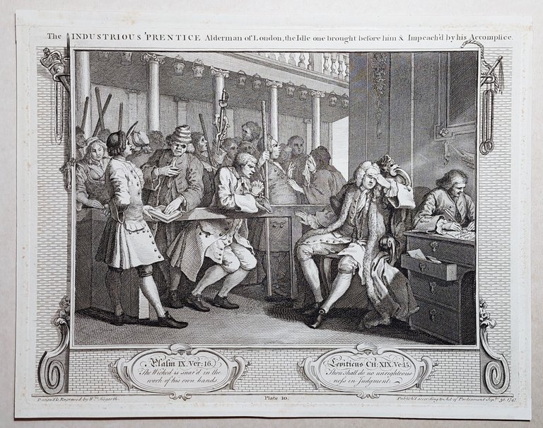 Stampa antica Antique print Original Autore William Hogarth The Industriou's …