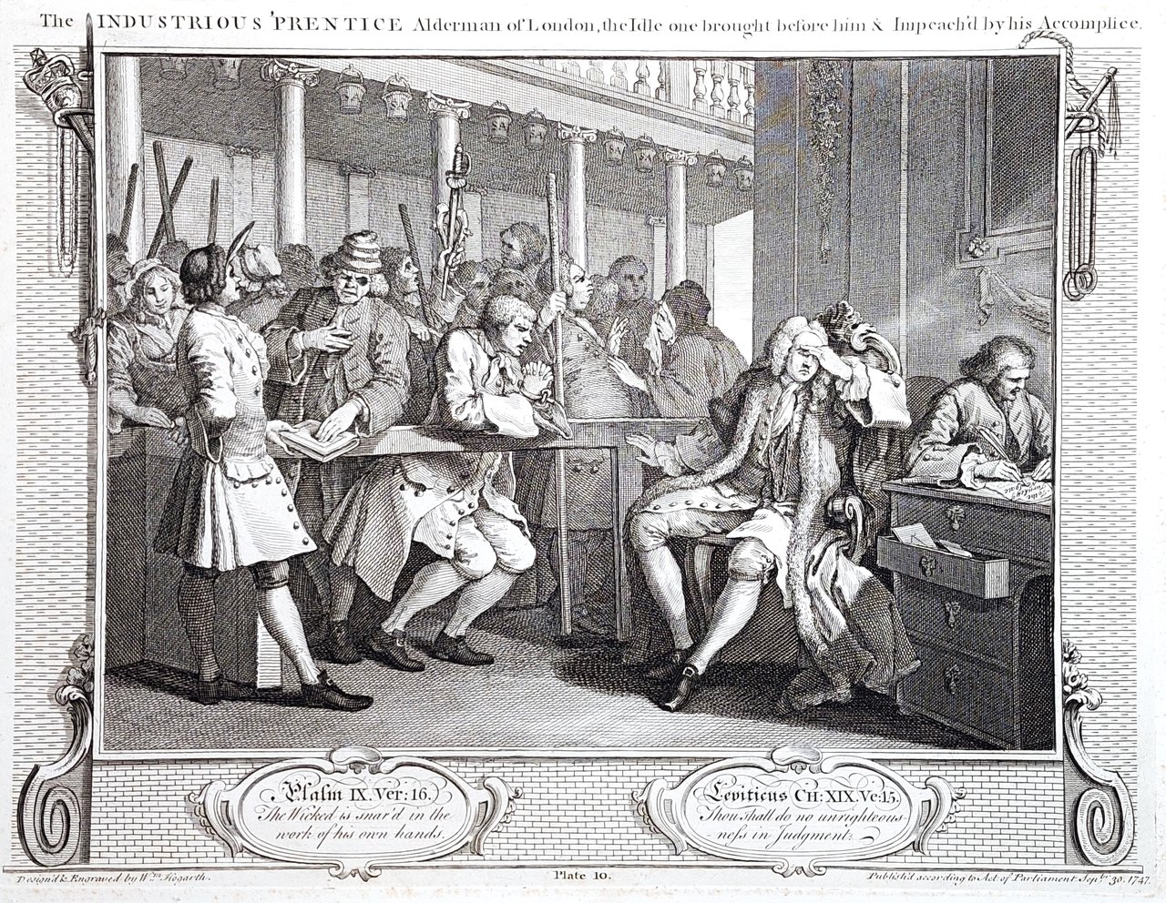 Stampa antica Antique print Original Autore William Hogarth The Industriou's …