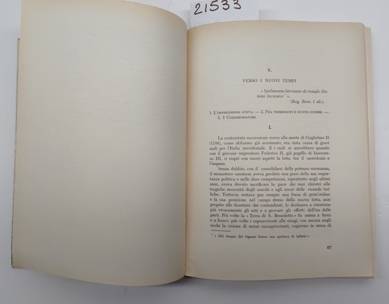 Tommaso Leccisotti Montecassino 1963 4° edizione XX° migliaio