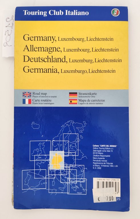Touring Club italiano Germania Lussemburgo Liechtenstein carta stradale turistica 1994