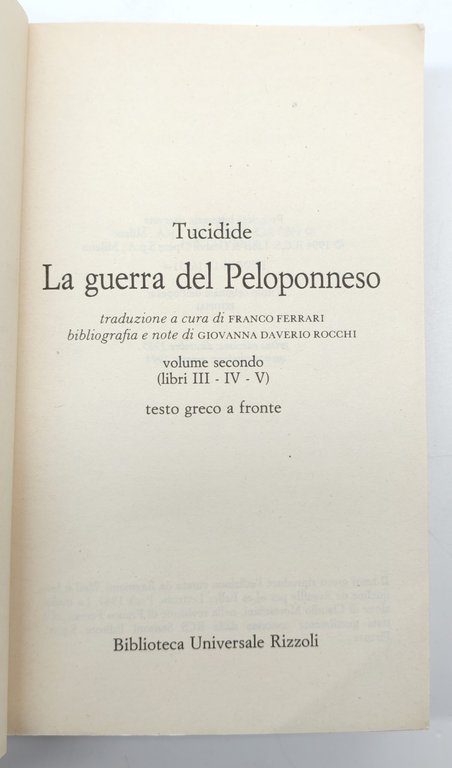 Tucidide La guerra del Peloponneso 3 volumi BUR Rizzoli 1994 … | Immagine Gallery 9