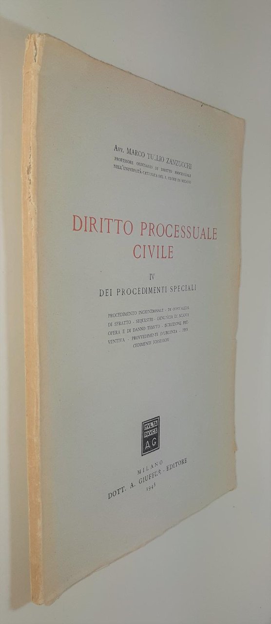 Tullio Zanzucchi Diritto processuale civile IV GiuffrË 1948