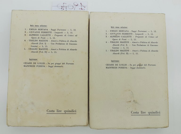 Ubaldo Mazzini Amori e politica di Aleandro Aleandri due volumi …