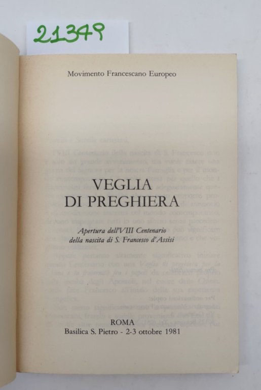 Veglia di preghiera VIII centenario della nascita di San Francesco …