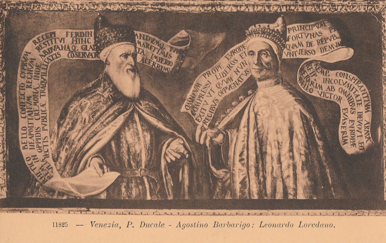 Venezia Cartolina P. Ducale Agostino Barbarigo Leonardo Loredano nvg