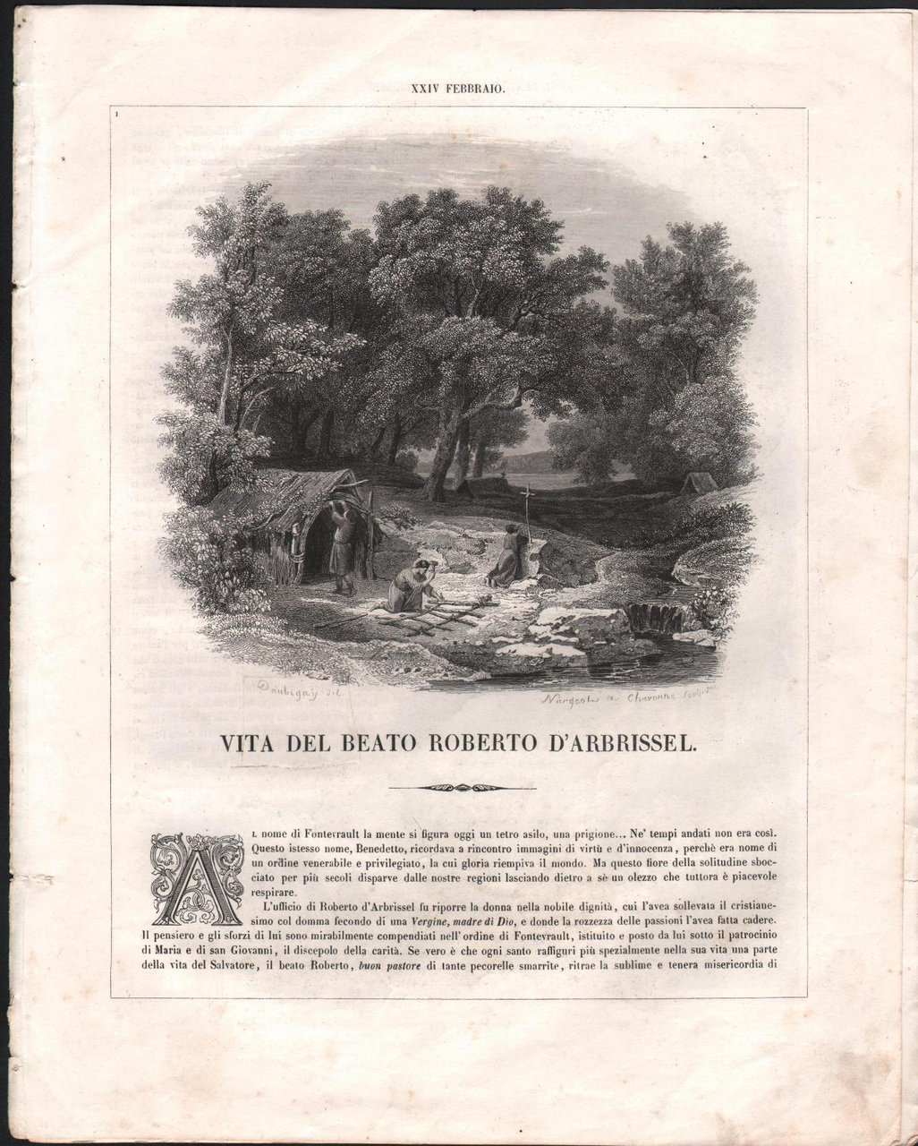 Vita Del Beato Roberto D'arbrissel-Autore Drioux-1863-Illustrato