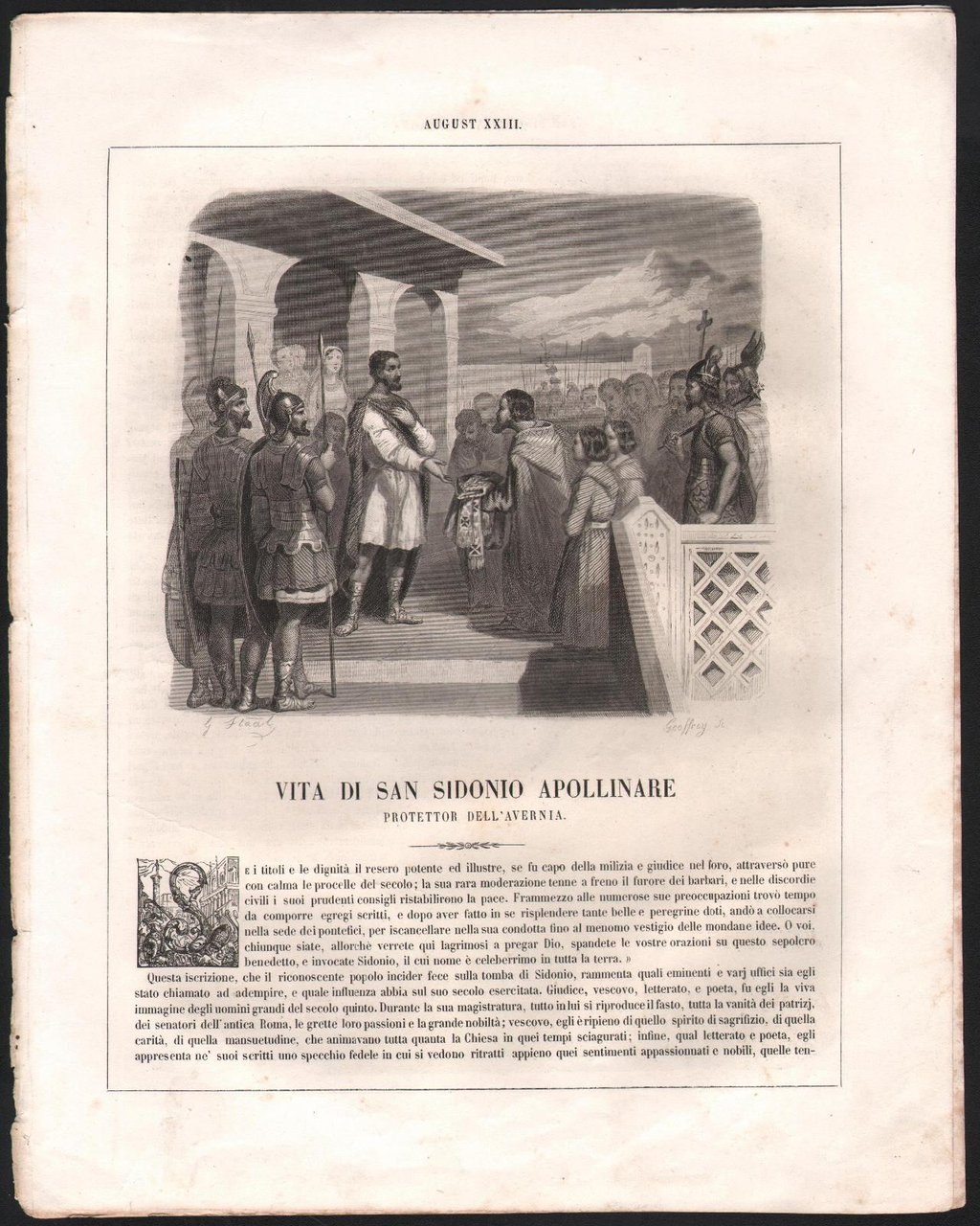 Vita Di San Sidonio Apollinare-Autore Drioux-1863-Illustrato-