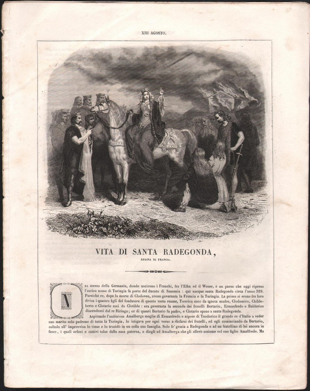 Vita Di Santa Renegonda-Autore Drioux-1863-Illustrato