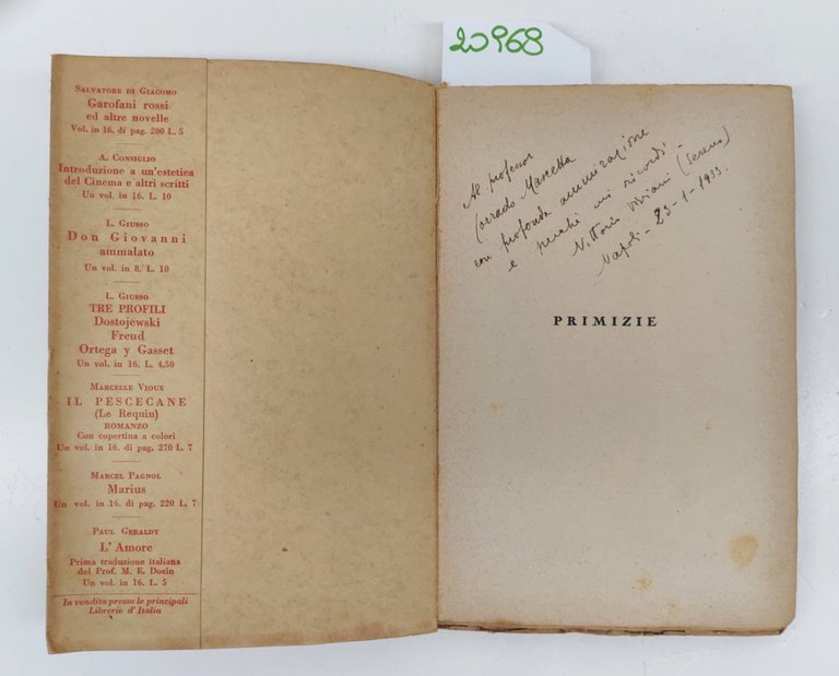 Vittorio Viviani Primizie Alfredo Guida autografato 1933