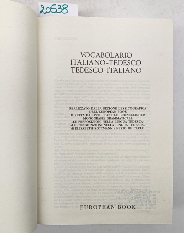 Vocabolario della lingua tedesca European Book Milano 1993