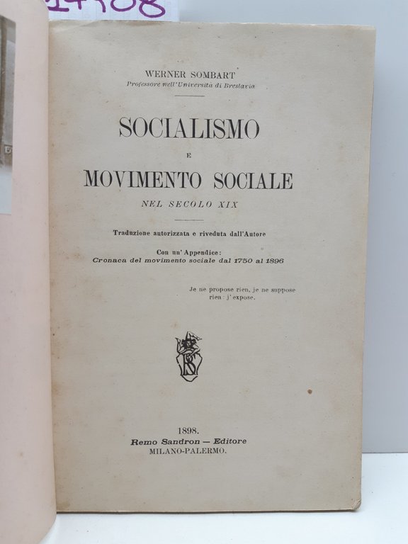 Werner Sombart Socialismo e Movimento Sociale nel XIX secolo Sandron … | Immagine Gallery 3