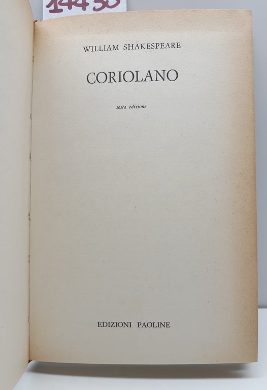 William Shakespeare Coriolano 6° ed. Paoline 1962
