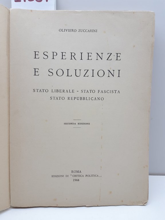 Zuccarini Esperienze e soluzioni stato liberale stato fascista stato repubblicano … | Immagine Gallery 3
