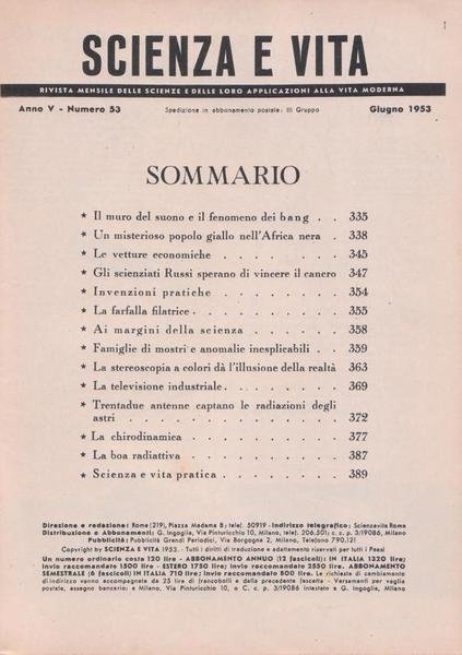 Scienza e Vita - Anno V - Numero 53 - …