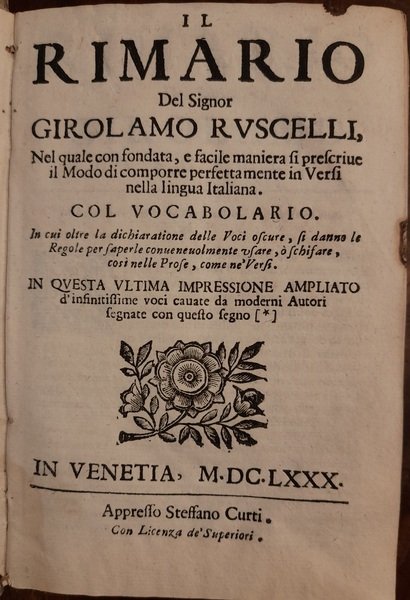 IL RIMARIO DEL SIGNOR GIROLAMO RUSCELLI.