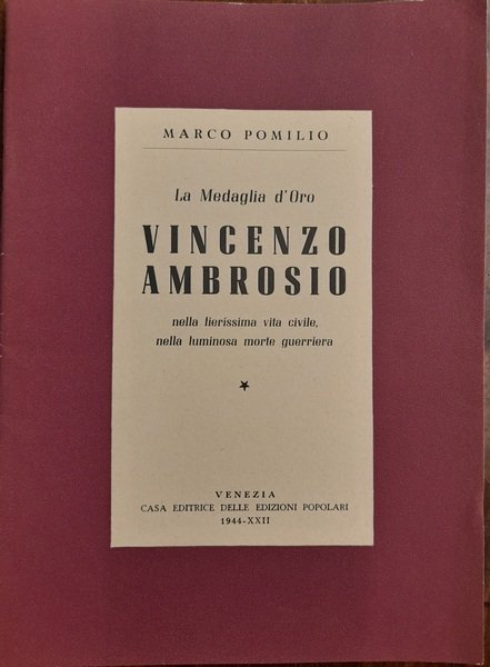 LA MEDAGLIA D'ORO VINCENZO AMBROSIO.