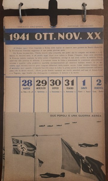 IL CALENDARIO DELL'AVIATORE IN GUERRA. 1941-1942. XX-XXI.