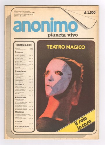 ANONIMO. PIANETA VIVO. ANNO 1 N.10 NOVEMBRE 1980