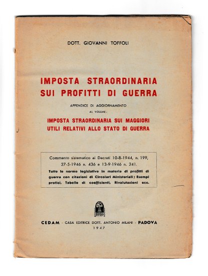 IMPOSTA STRAORDINARIA SUI PROFITTI DI GUERRA