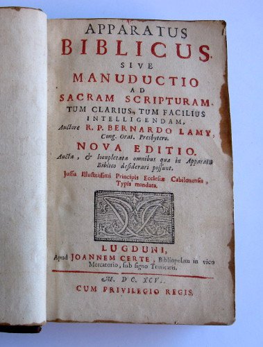 APPARATUS BIBLICUS, SIVE MANUDUCTIO AD SACRAM SCRIPTURAM, TUM CLARIUS, TUM …