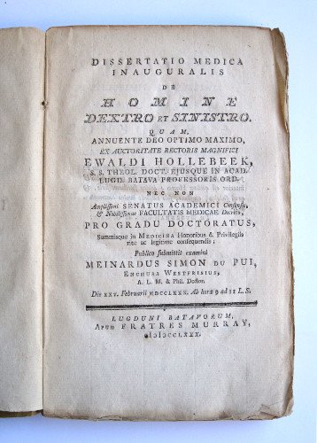 DISSERTATIO MEDICA DE HOMINE DEXTRO E SINISTRO.