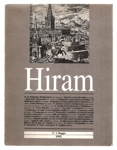 HIRAM N° 5 MAGGIO 1992. ORGANO DEL GRANDE ORIENTE D'ITALIA