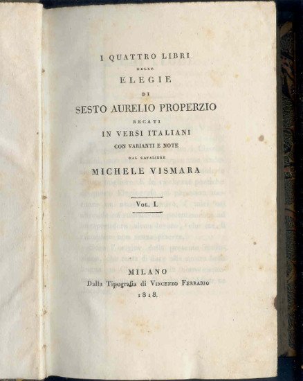 I QUATTRO LIBRI DELLE ELEGIE DI SESTO AURELIO PROPERZIO RECATI …