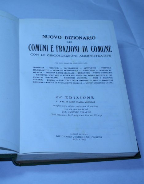 NUOVO DIZIONARIO DEI COMUNI E FRAZIONI DI COMUNE. DIZIONARIO VOGHERA …