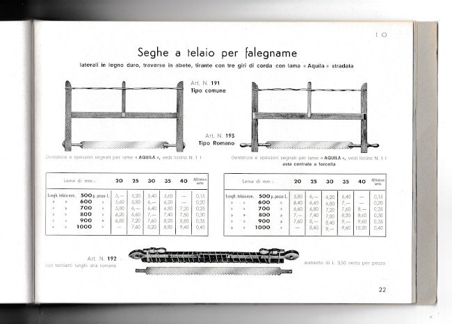 SALCA FABBRICA DI SEGHE - CATALOGO N.11