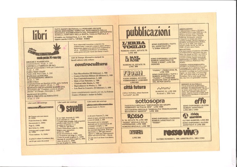 STAMPA ALTERNATIVA BOLLETTINO QUINDICINALE DI CONTROINFORMAZIONE ANNO II N°12/15 - …