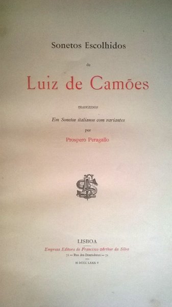 Sonetos escolhidos de Luiz de Camoes traduzidos em Sonetos italianos …