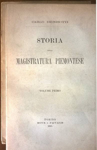 Storia della magistratura piemontese.