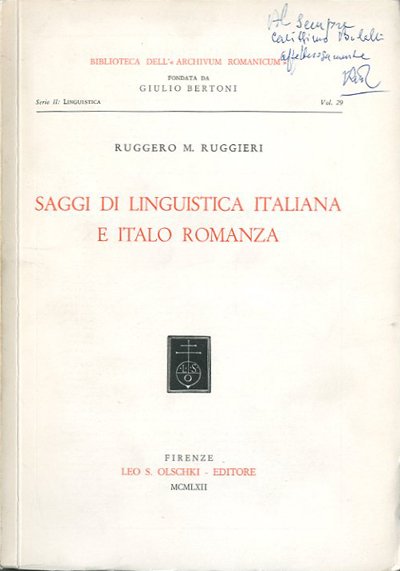 Saggi di linguistica italiana e italo romanza.