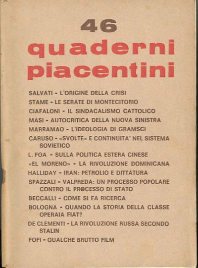 Quaderni piacentini. A. 11, n. 46, marzo 1972.