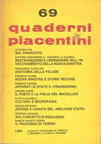 Quaderni piacentini. A. 17, n. 69, dicembre 1978.