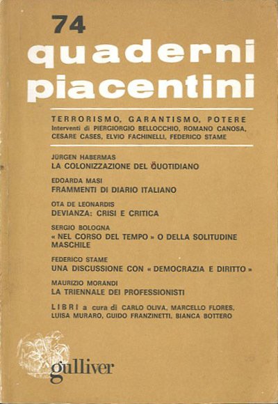 Quaderni piacentini. A. 19, n. 74, aprile 1980.