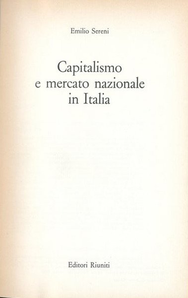 Capitalismo e mercato nazionale in Italia.